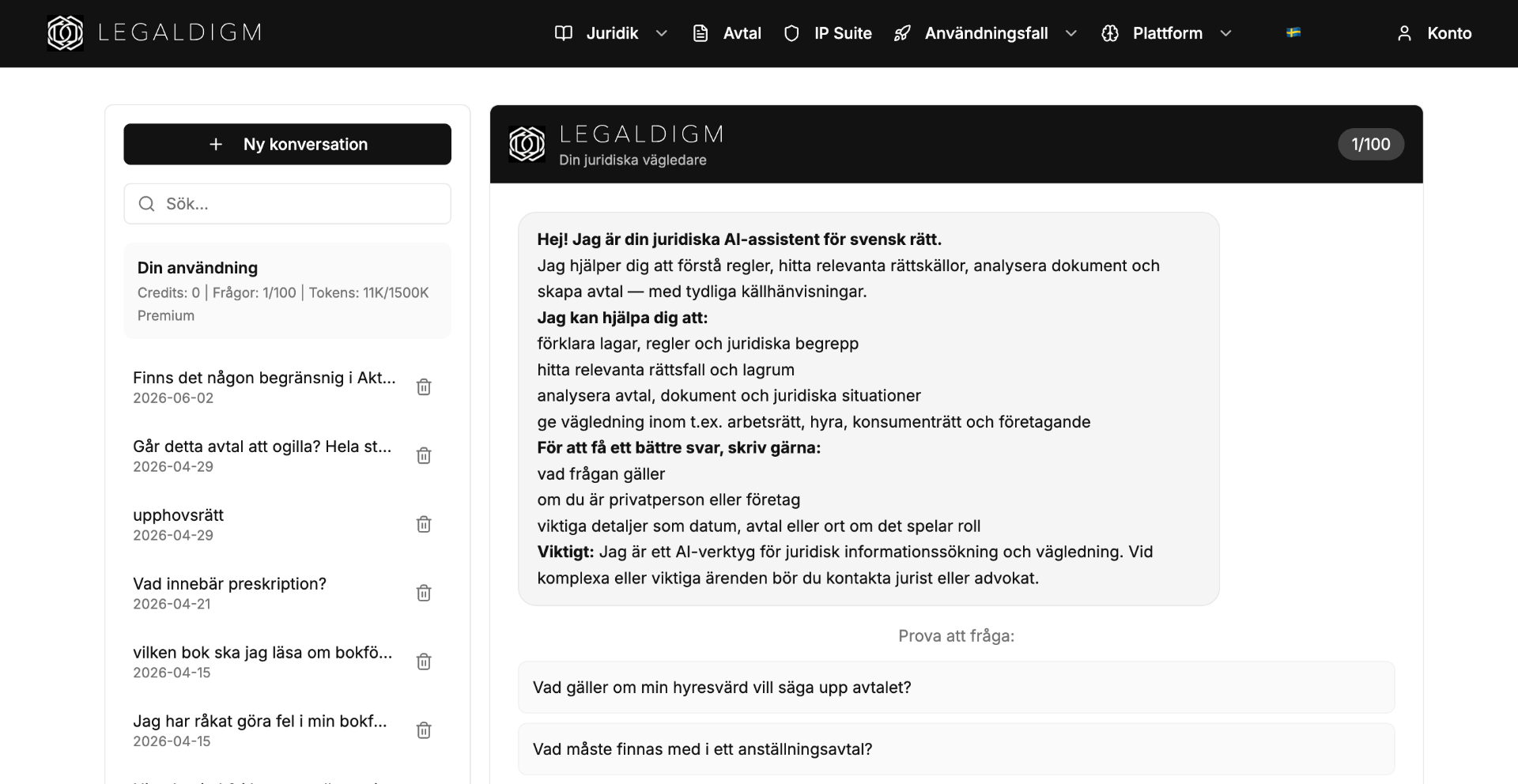 LEGALDIGM KI-Jurist beantwortet eine juristische Frage mit Quellenangaben